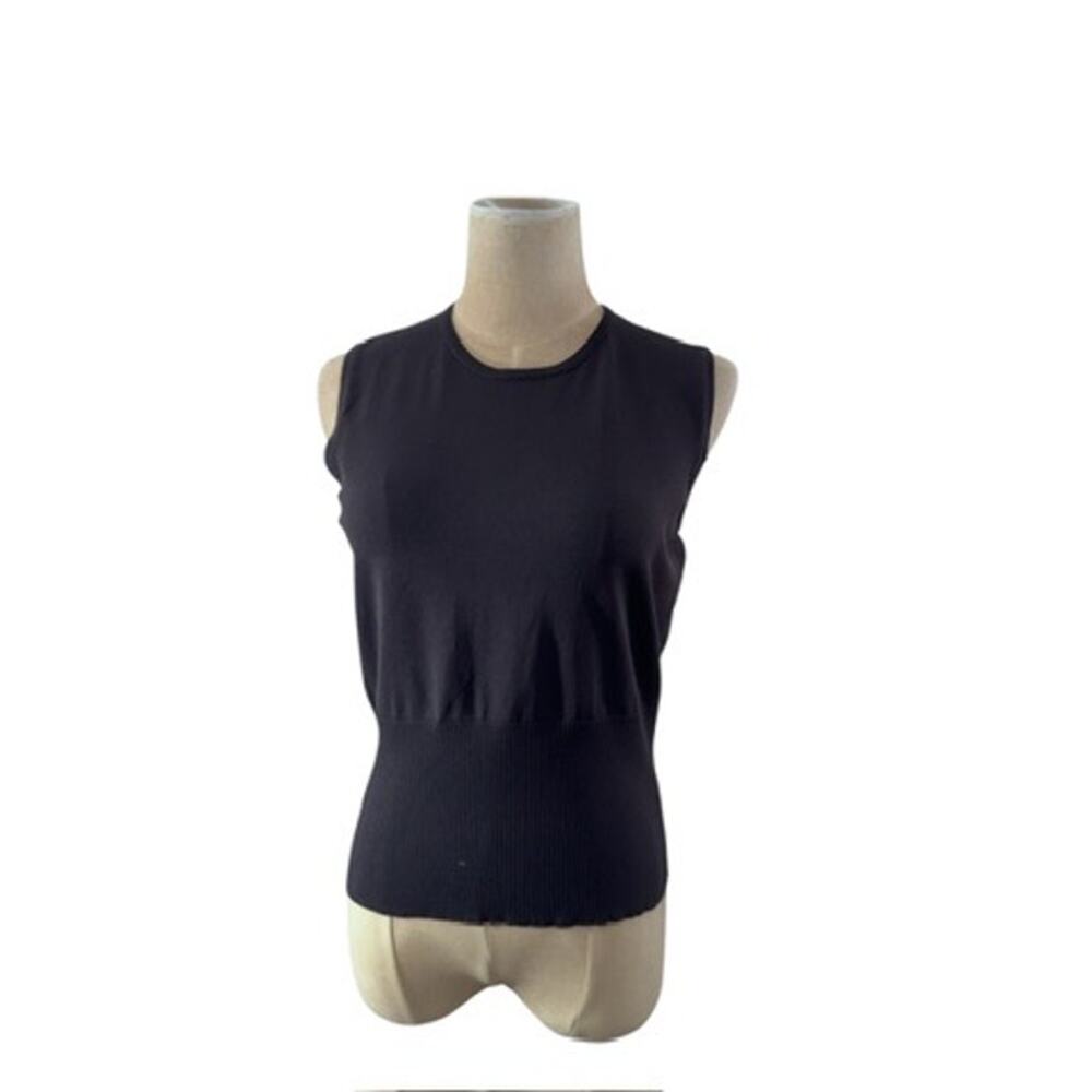 "AUGUST SILK" Rayon/Nylon, Black, Sleeveless Shirt, Size M, Quiet Luxury,Office